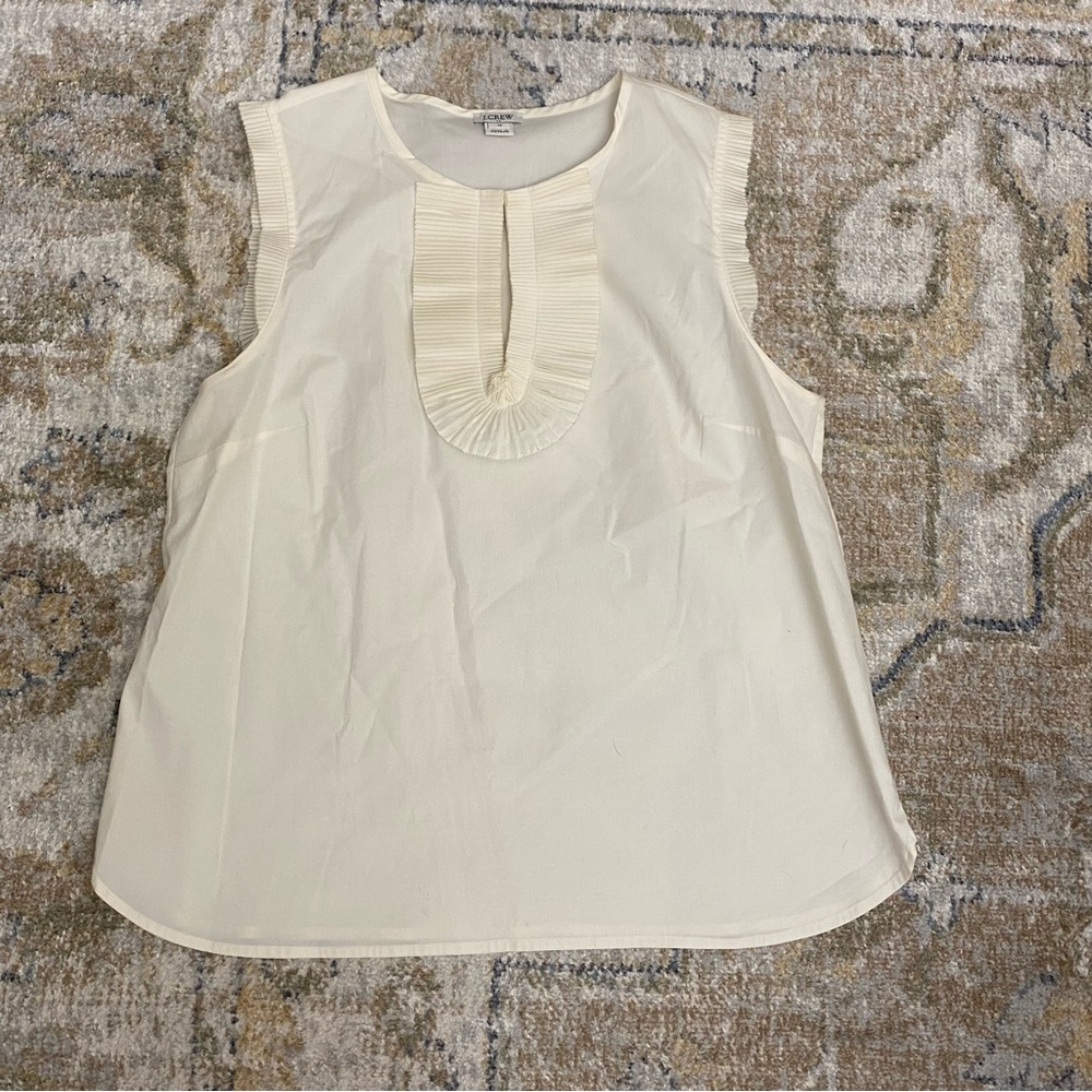 J. Crew Cream Ruffle Tank